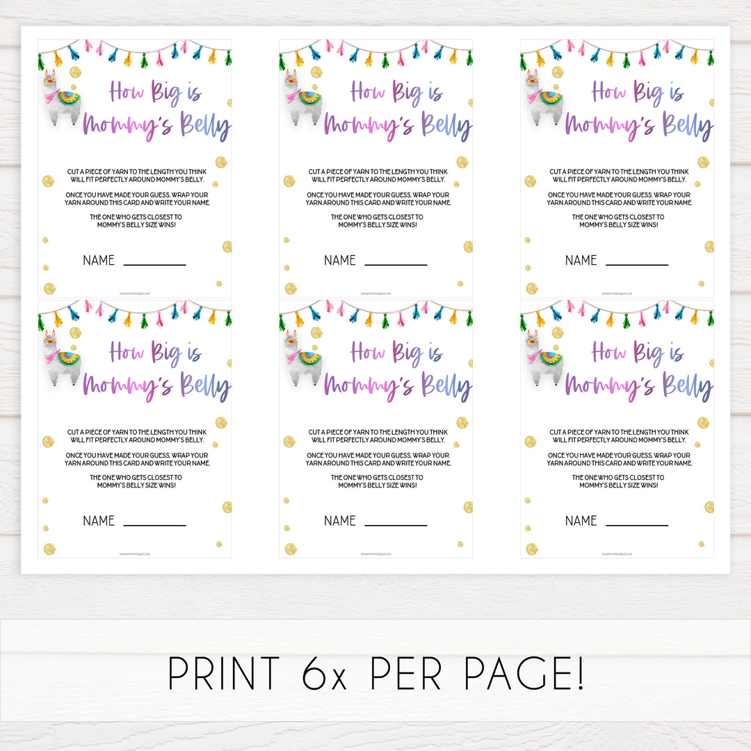 how big is mommys belly game, Printable baby shower games, llama fiesta fun baby games, baby shower games, fun baby shower ideas, top baby shower ideas, Llama fiesta shower baby shower, fiesta baby shower ideas