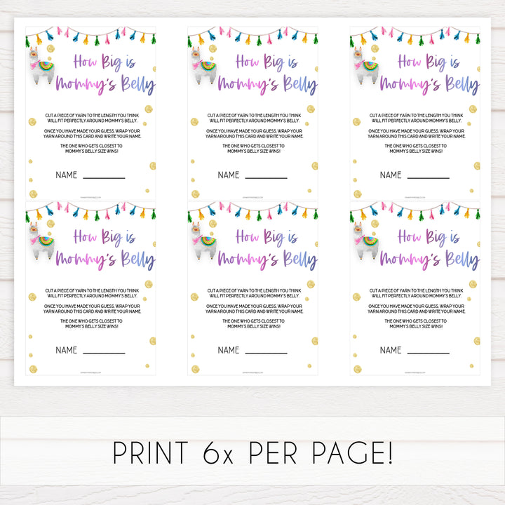 how big is mommys belly game, Printable baby shower games, llama fiesta fun baby games, baby shower games, fun baby shower ideas, top baby shower ideas, Llama fiesta shower baby shower, fiesta baby shower ideas