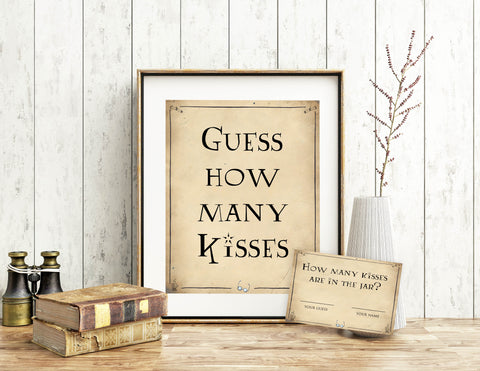guess how many kisses game, bridal guess the kisses game, Printable bridal shower games, Harry potter bridal shower, Harry Potter bridal shower games, fun bridal shower games, bridal shower game ideas, Harry Potter bridal shower