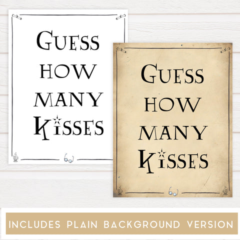 guess how many kisses game, bridal guess the kisses game, Printable bridal shower games, Harry potter bridal shower, Harry Potter bridal shower games, fun bridal shower games, bridal shower game ideas, Harry Potter bridal shower