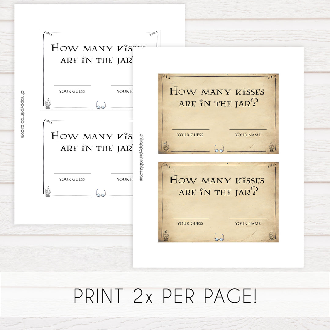 guess how many kisses game, bridal guess the kisses game, Printable bridal shower games, Harry potter bridal shower, Harry Potter bridal shower games, fun bridal shower games, bridal shower game ideas, Harry Potter bridal shower
