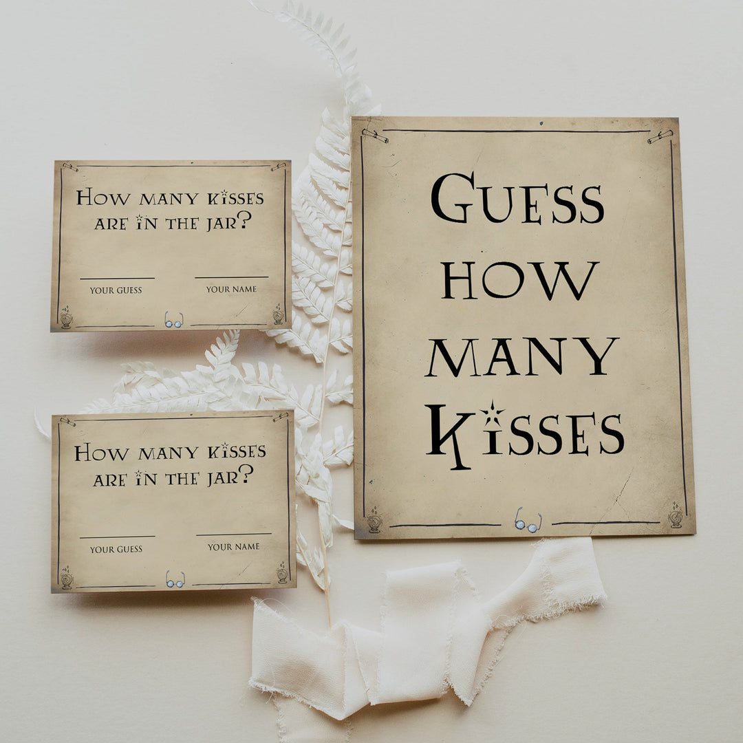 guess how many kisses game, bridal guess the kisses game, Printable bridal shower games, Harry potter bridal shower, Harry Potter bridal shower games, fun bridal shower games, bridal shower game ideas, Harry Potter bridal shower