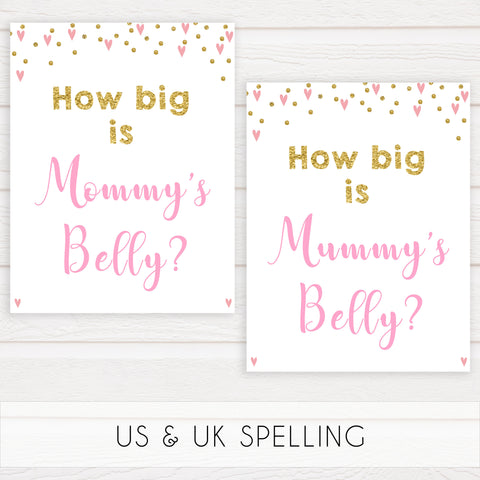 pink hearts baby shower, how big is mommys belly baby game, printable baby games, pink baby games, girl baby games, top 10 baby games, fun baby games