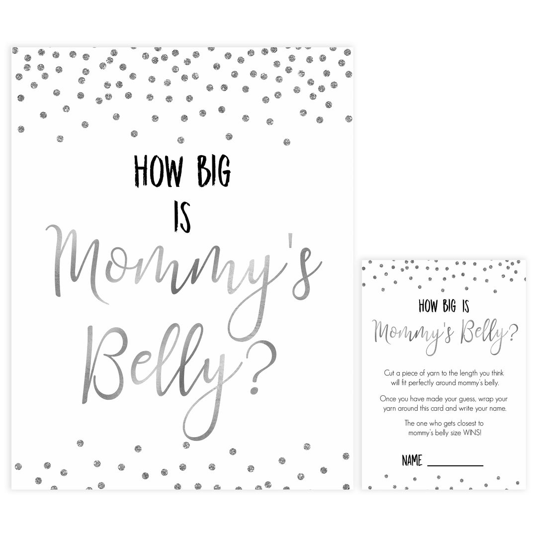 how big is mommys belly, mommys belly game, Printable baby shower games, baby silver glitter fun baby games, baby shower games, fun baby shower ideas, top baby shower ideas, silver glitter shower baby shower, friends baby shower ideas
