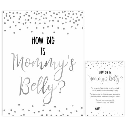 how big is mommys belly, mommys belly game, Printable baby shower games, baby silver glitter fun baby games, baby shower games, fun baby shower ideas, top baby shower ideas, silver glitter shower baby shower, friends baby shower ideas