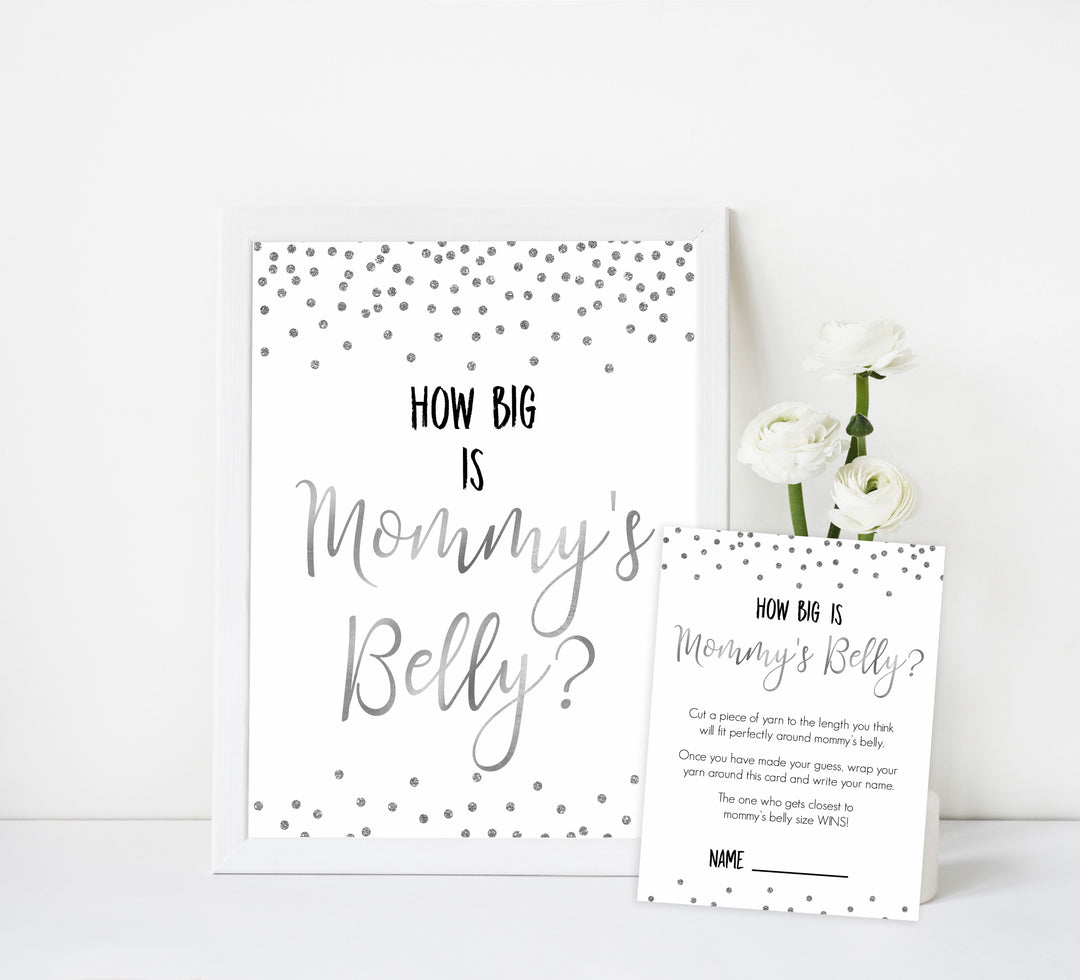 how big is mommys belly, mommys belly game, Printable baby shower games, baby silver glitter fun baby games, baby shower games, fun baby shower ideas, top baby shower ideas, silver glitter shower baby shower, friends baby shower ideas