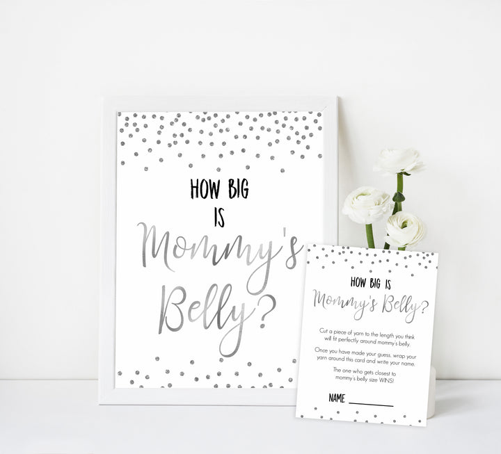 how big is mommys belly, mommys belly game, Printable baby shower games, baby silver glitter fun baby games, baby shower games, fun baby shower ideas, top baby shower ideas, silver glitter shower baby shower, friends baby shower ideas
