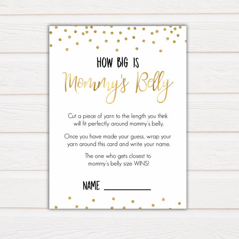 How Big Is Mommy's Belly in Gold Confetti, Mommys Belly Game, Baby Shower Games, Gold Baby Games, Guess Mommys Belly, Funny Baby Games