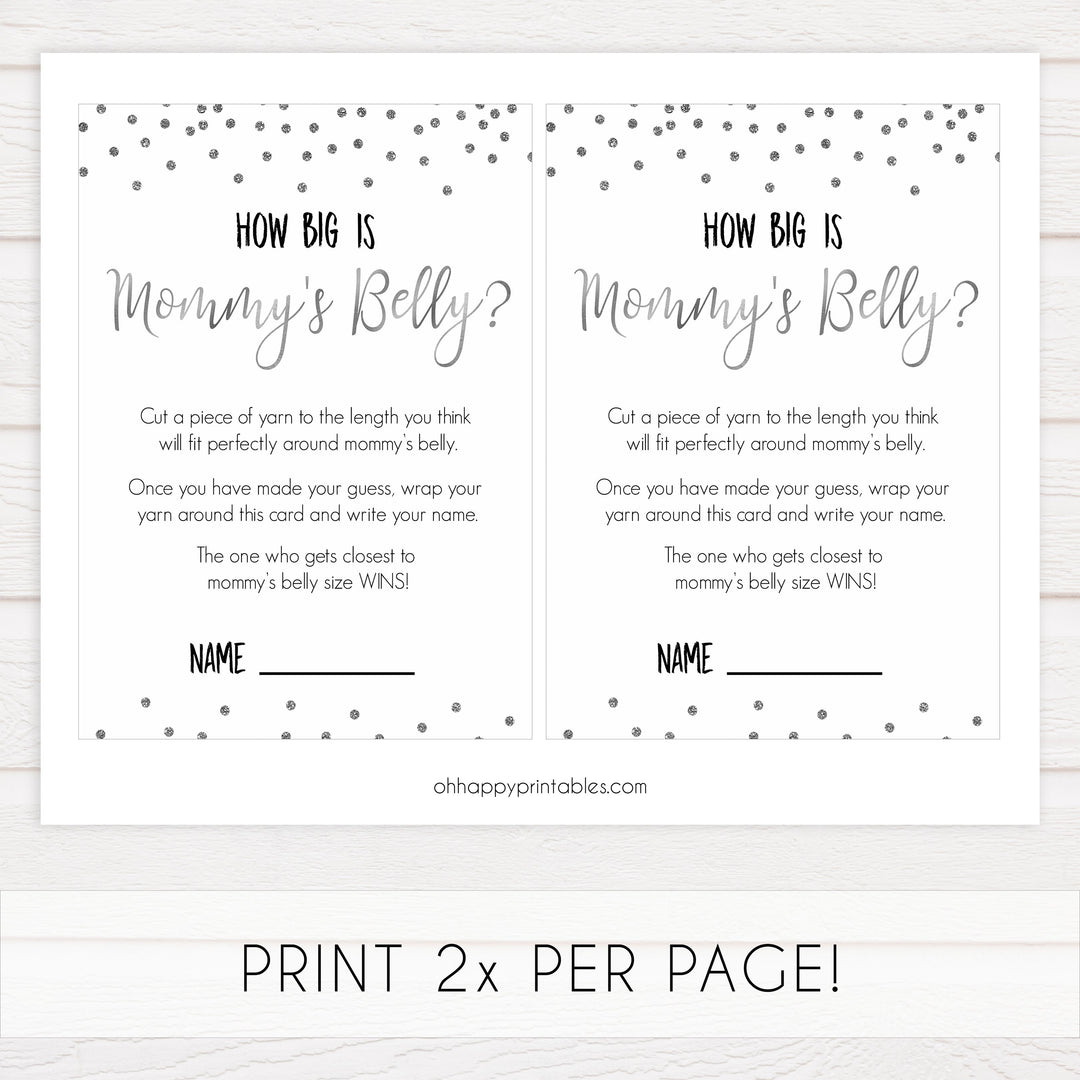 how big is mommys belly, mommys belly game, Printable baby shower games, baby silver glitter fun baby games, baby shower games, fun baby shower ideas, top baby shower ideas, silver glitter shower baby shower, friends baby shower ideas