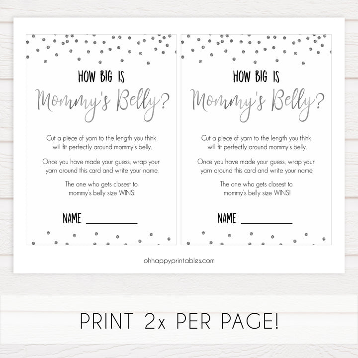 how big is mommys belly, mommys belly game, Printable baby shower games, baby silver glitter fun baby games, baby shower games, fun baby shower ideas, top baby shower ideas, silver glitter shower baby shower, friends baby shower ideas