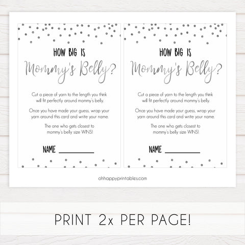 how big is mommys belly, mommys belly game, Printable baby shower games, baby silver glitter fun baby games, baby shower games, fun baby shower ideas, top baby shower ideas, silver glitter shower baby shower, friends baby shower ideas