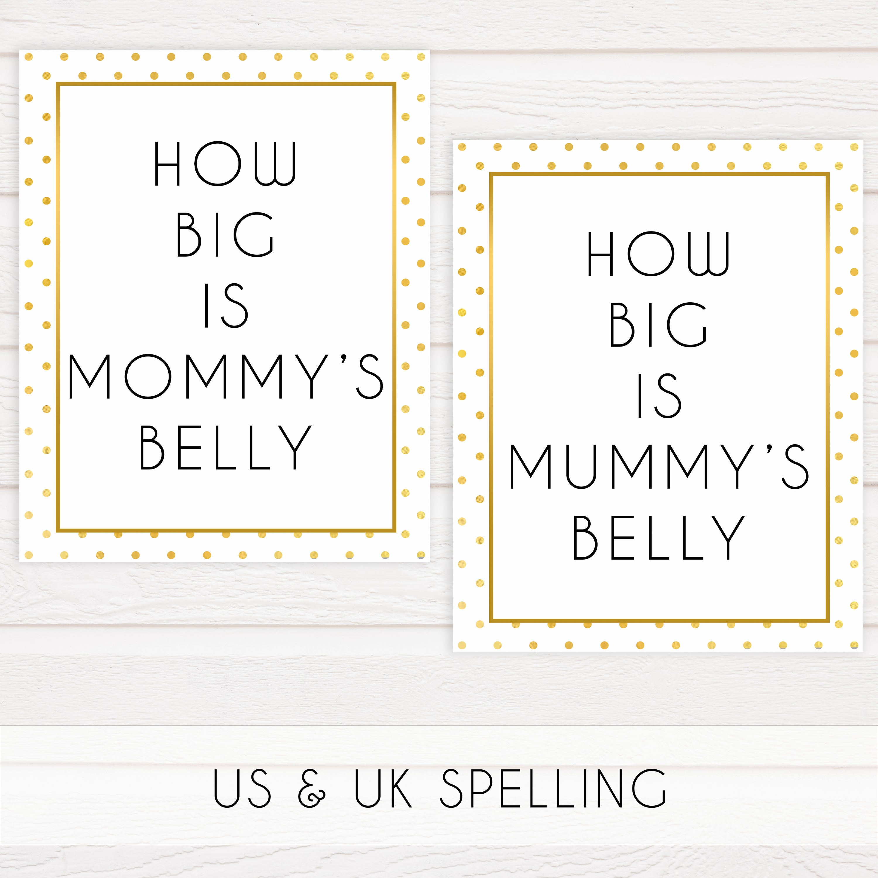 How big is mummys belly, how big is mommys belly, Printable baby shower games, baby gold dots fun baby games, baby shower games, fun baby shower ideas, top baby shower ideas, gold glitter shower baby shower, friends baby shower ideas