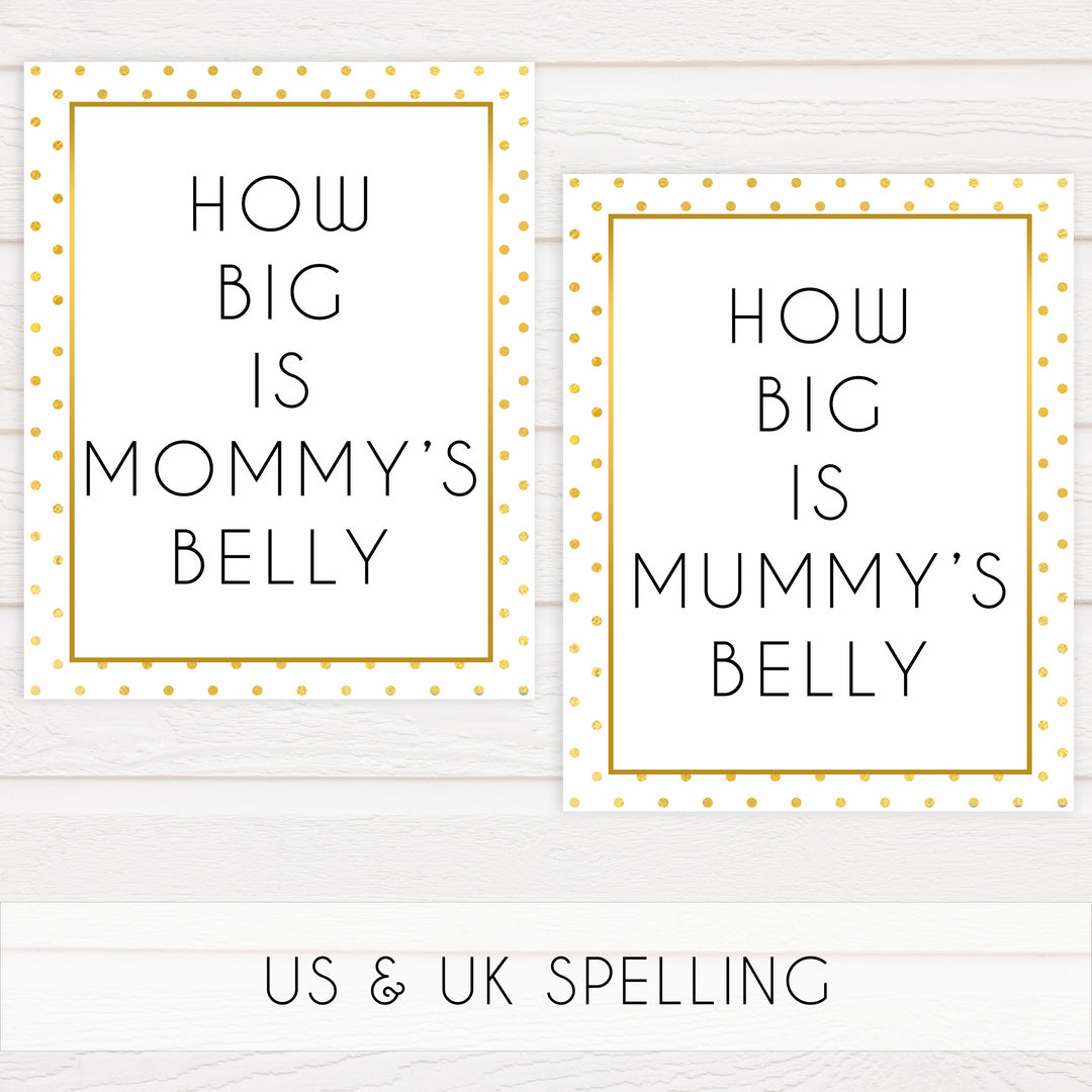 How big is mummys belly, how big is mommys belly, Printable baby shower games, baby gold dots fun baby games, baby shower games, fun baby shower ideas, top baby shower ideas, gold glitter shower baby shower, friends baby shower ideas