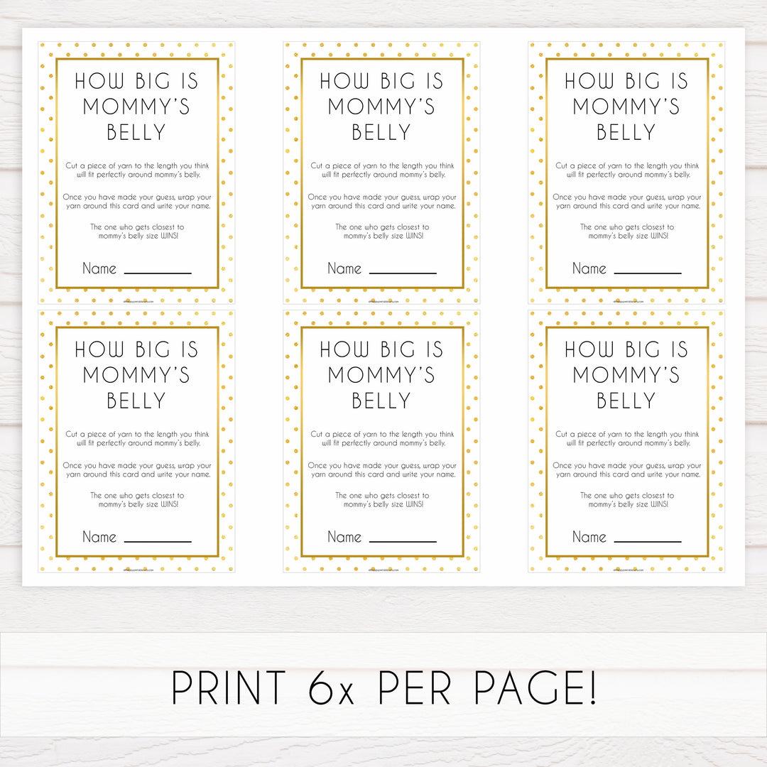 How big is mummys belly, how big is mommys belly, Printable baby shower games, baby gold dots fun baby games, baby shower games, fun baby shower ideas, top baby shower ideas, gold glitter shower baby shower, friends baby shower ideas