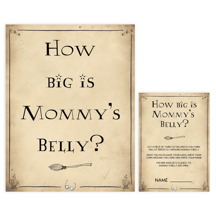 How big is mommys belly game, Wizard baby shower games, printable baby shower games, Harry Potter baby games, Harry Potter baby shower, fun baby shower games,  fun baby ideas