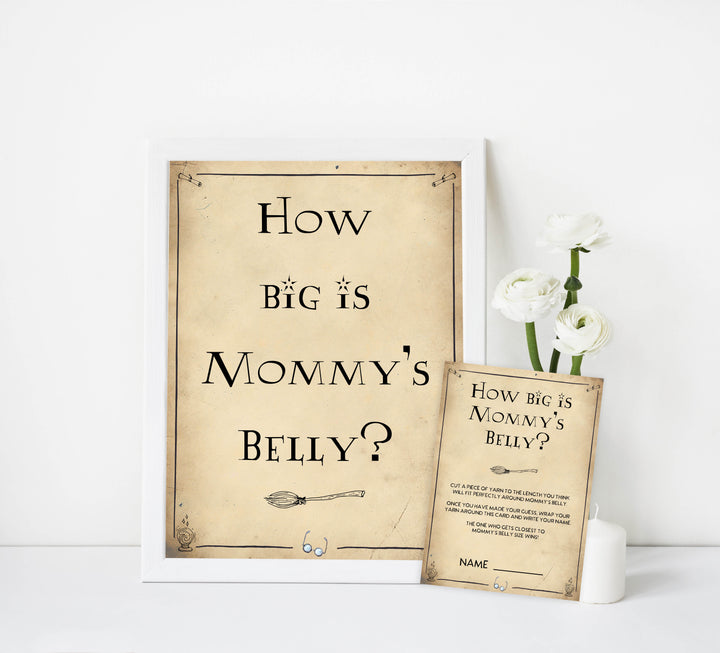 How big is mommys belly game, Wizard baby shower games, printable baby shower games, Harry Potter baby games, Harry Potter baby shower, fun baby shower games,  fun baby ideas