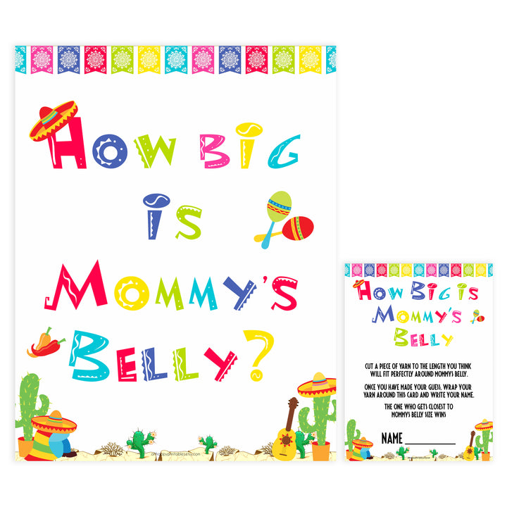 how big is mommys belly game,  Printable baby shower games, Mexican fiesta fun baby games, baby shower games, fun baby shower ideas, top baby shower ideas, fiesta shower baby shower, fiesta baby shower ideas