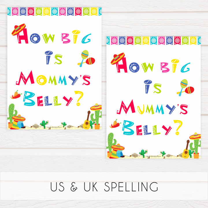 how big is mommys belly game,  Printable baby shower games, Mexican fiesta fun baby games, baby shower games, fun baby shower ideas, top baby shower ideas, fiesta shower baby shower, fiesta baby shower ideas