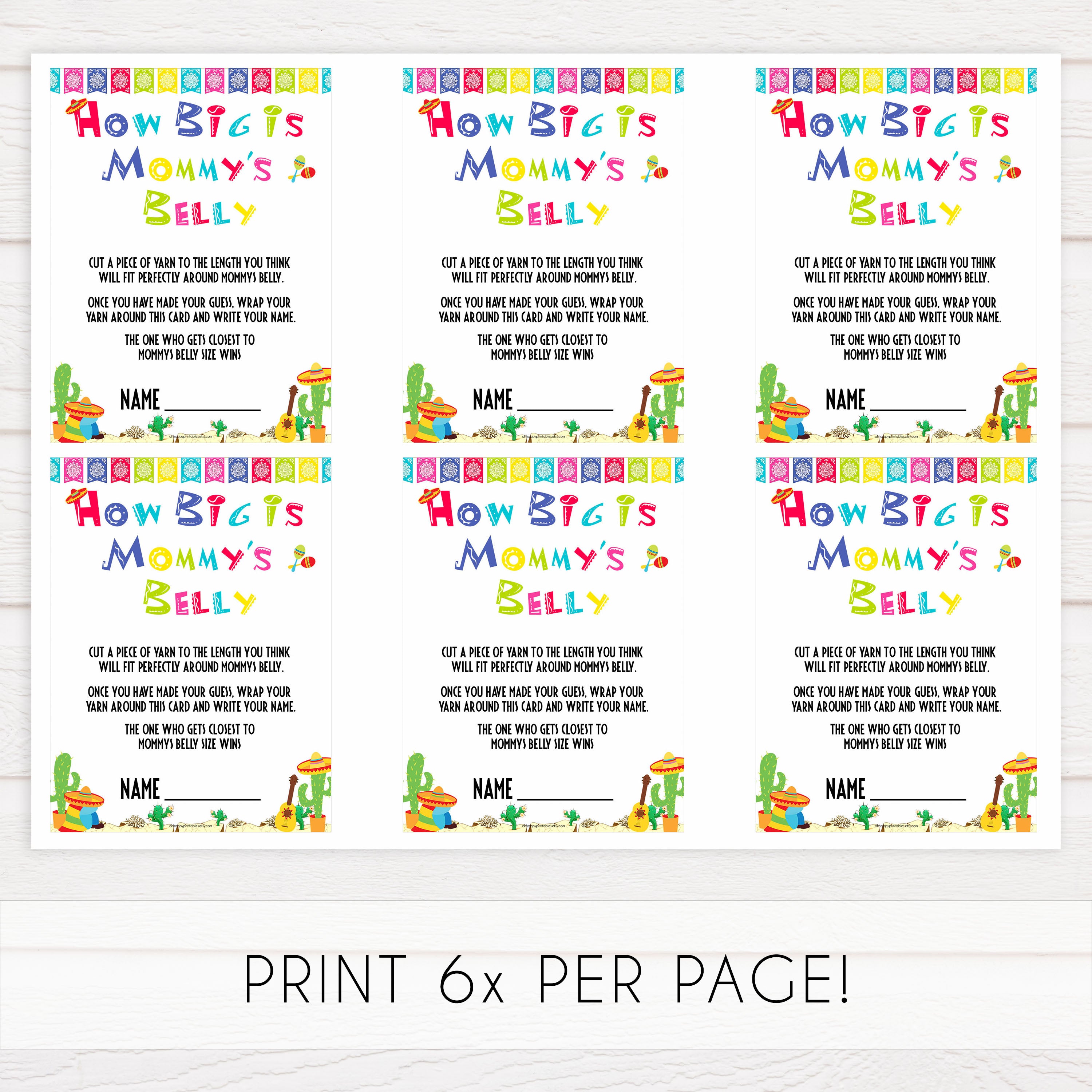 how big is mommys belly game,  Printable baby shower games, Mexican fiesta fun baby games, baby shower games, fun baby shower ideas, top baby shower ideas, fiesta shower baby shower, fiesta baby shower ideas
