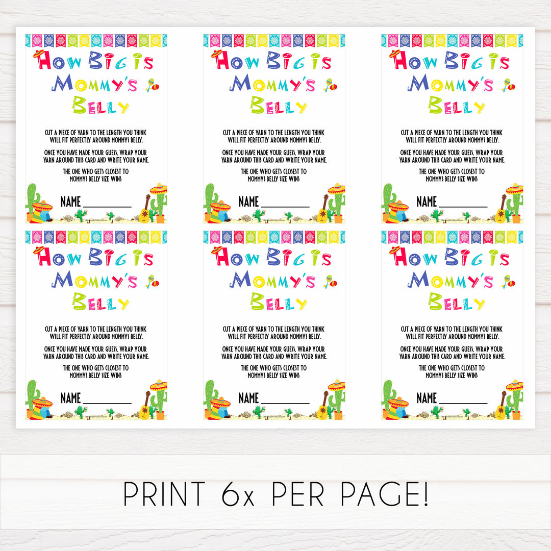 how big is mommys belly game,  Printable baby shower games, Mexican fiesta fun baby games, baby shower games, fun baby shower ideas, top baby shower ideas, fiesta shower baby shower, fiesta baby shower ideas