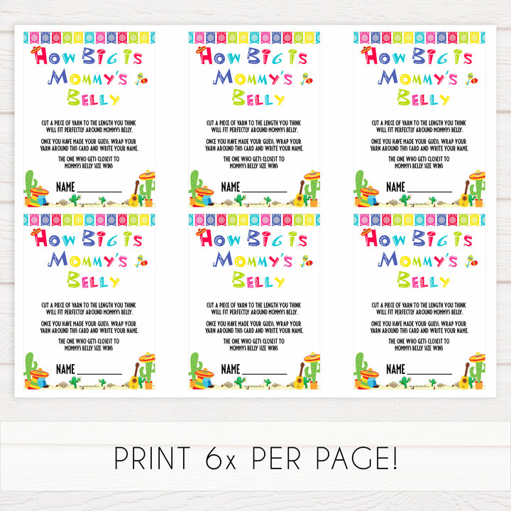 how big is mommys belly game,  Printable baby shower games, Mexican fiesta fun baby games, baby shower games, fun baby shower ideas, top baby shower ideas, fiesta shower baby shower, fiesta baby shower ideas