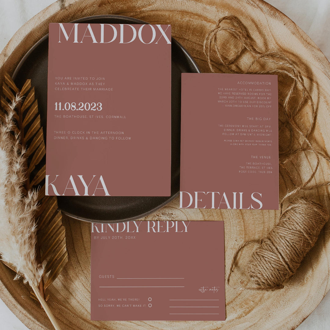 Dusty Rose Wedding Invitation Suite - KAYA