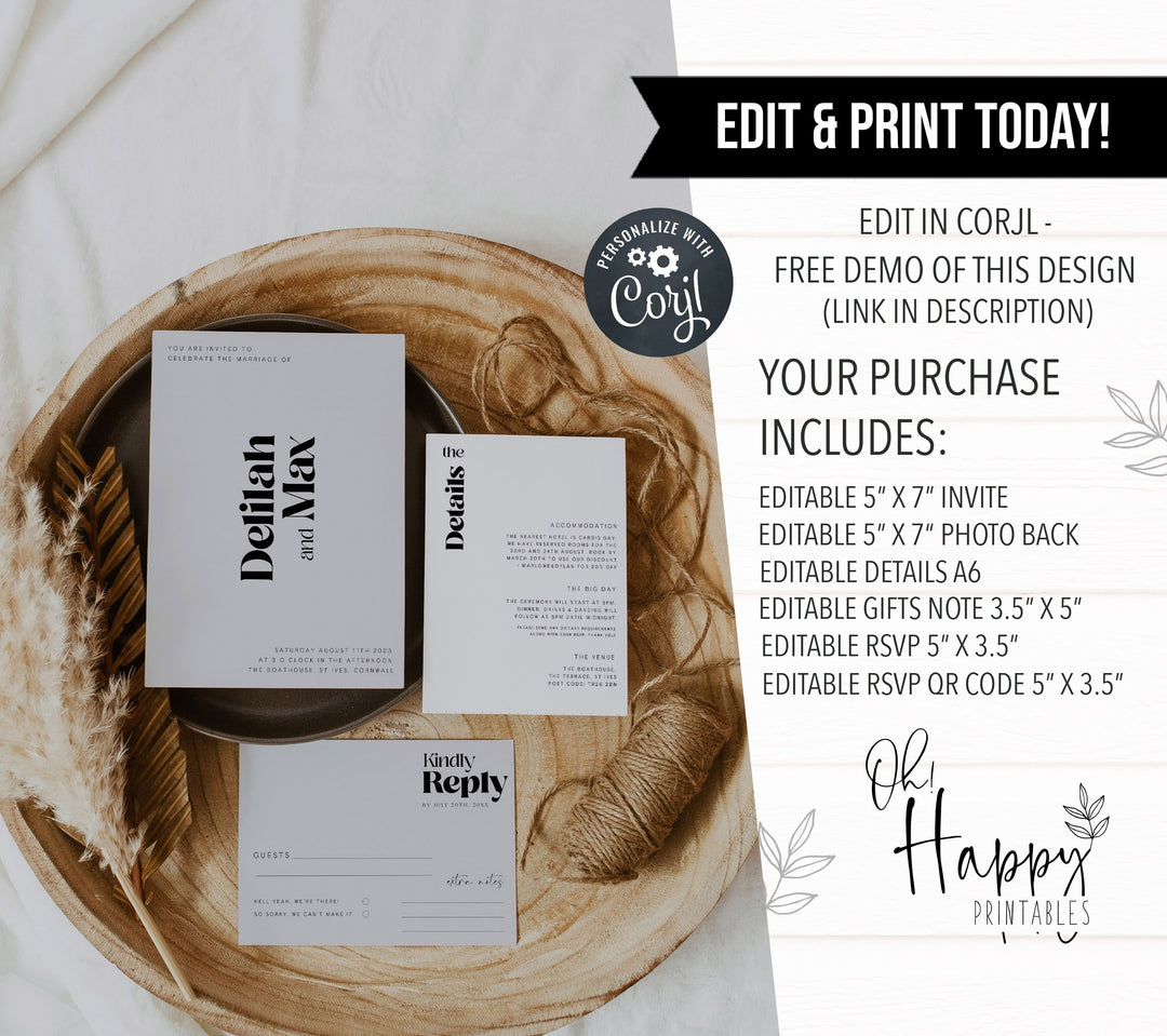 grey wedding invitation set, editable invitations set, printable wedding invitation, grey modern wedding invitation suite, editable wedding stationery, printable wedding stationery, modern wedding items, wedding save the dates