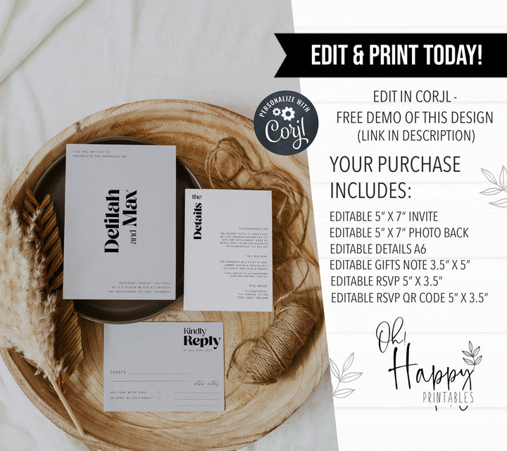 grey wedding invitation set, editable invitations set, printable wedding invitation, grey modern wedding invitation suite, editable wedding stationery, printable wedding stationery, modern wedding items, wedding save the dates