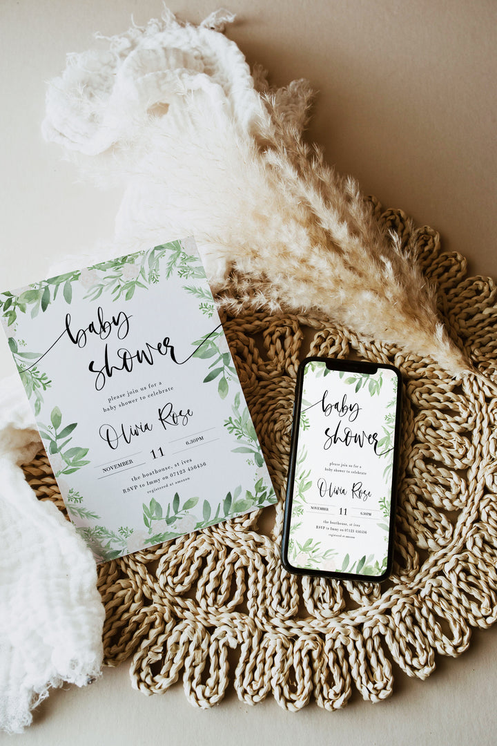 greenery baby shower, editable baby shower signs, printable baby shower games, baby shower bundle, baby mega bundle