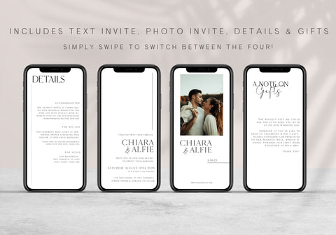 editable mobile wedding invitation set, mobile wedding invitations, modern wedding invitations, editable wedding stationery set