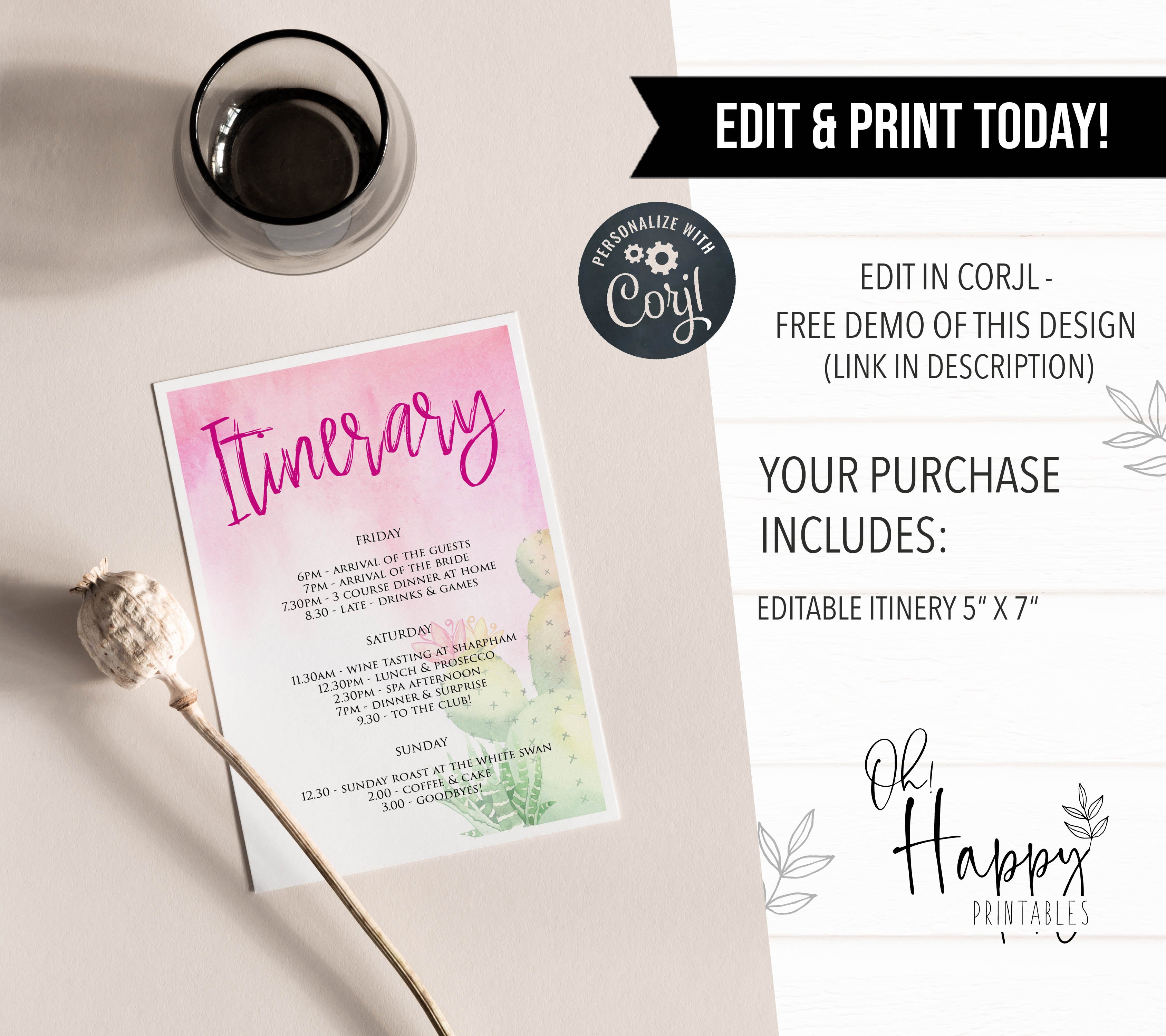 editable bridal shower itinerary, final fiesta itinerary, editable fiesta itinerary, bachelorette itinerary editable, final fiesta bridal shower