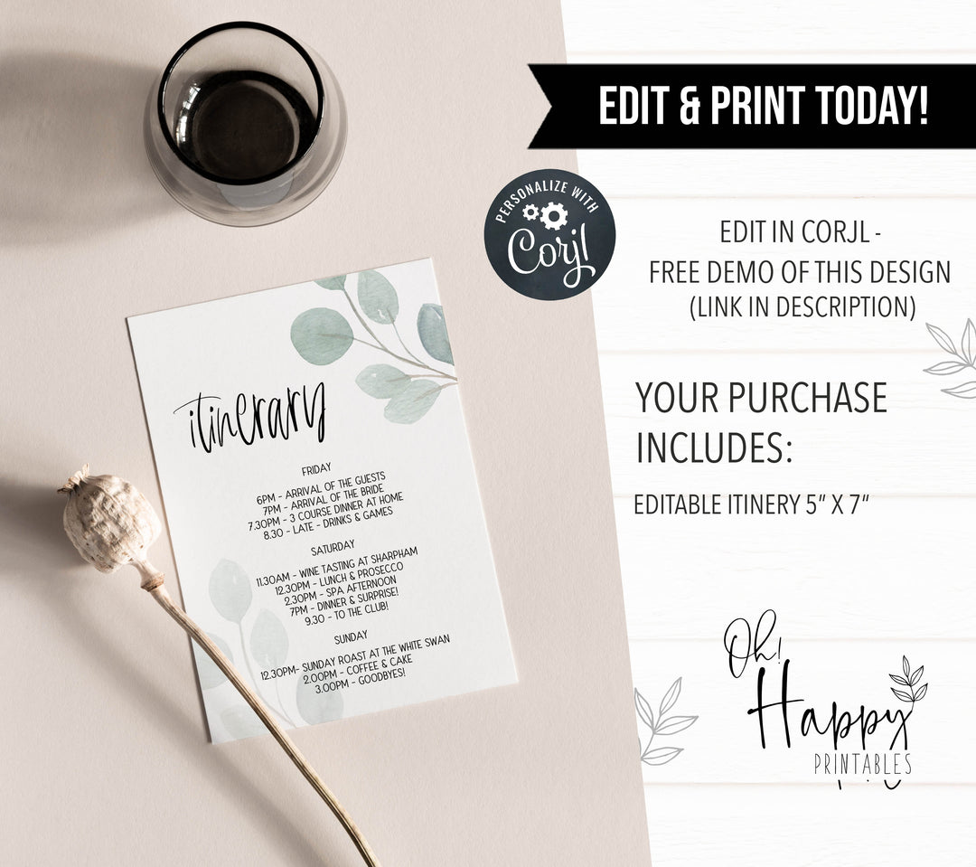 editable bridal shower invitations, printable bridal shower invitations, eucalyptus bridal shower, bachelorette invitations, hen party invites