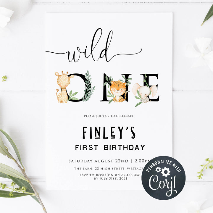 wild one birthday invitations, printable wild one birthday invitations, editable first birthday invitation, where the wild ones are birthday theme