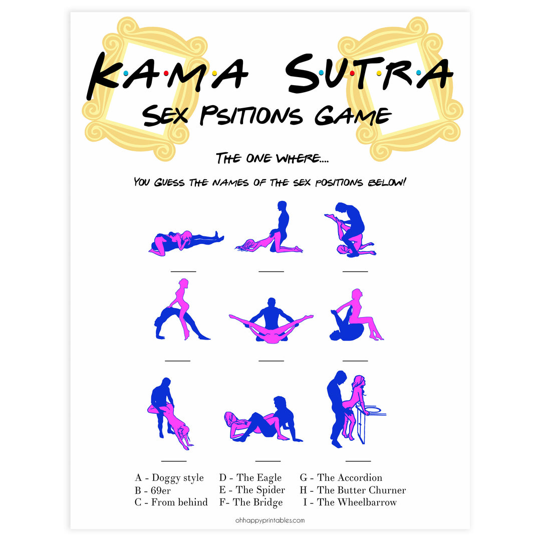 sex positions game, kama sutra bridal game, Printable bachelorette games, friends bachelorette, friends hen party games, fun hen party games, bachelorette game ideas, friends adult party games, naughty hen games, naughty bachelorette games