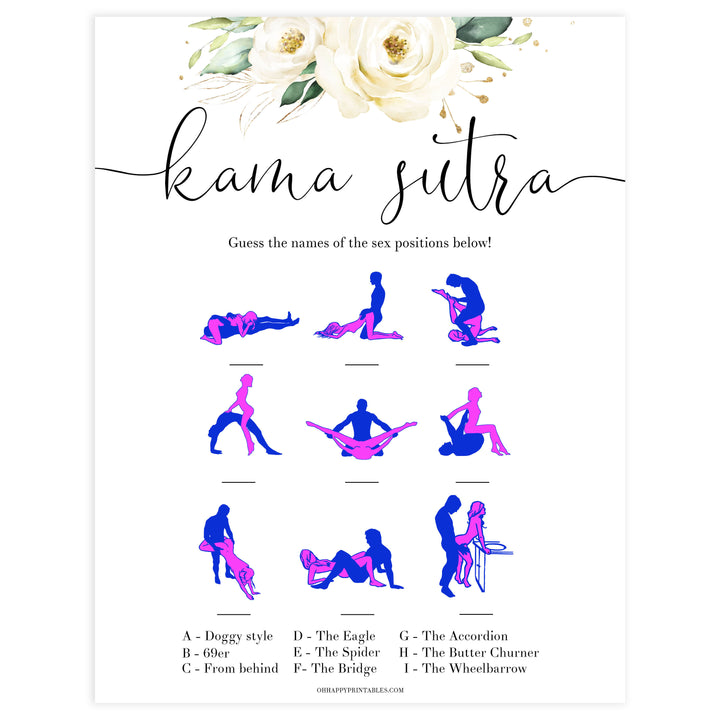 sex positions game, Printable bachelorette games, floral bachelorette, floral hen party games, fun hen party games, bachelorette game ideas, floral adult party games, naughty hen games, naughty bachelorette games