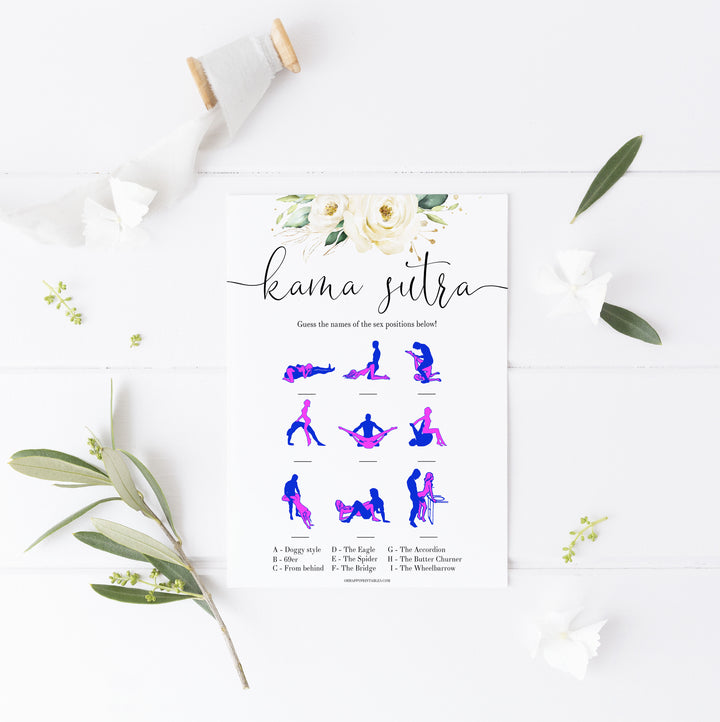sex positions game, Printable bachelorette games, floral bachelorette, floral hen party games, fun hen party games, bachelorette game ideas, floral adult party games, naughty hen games, naughty bachelorette games
