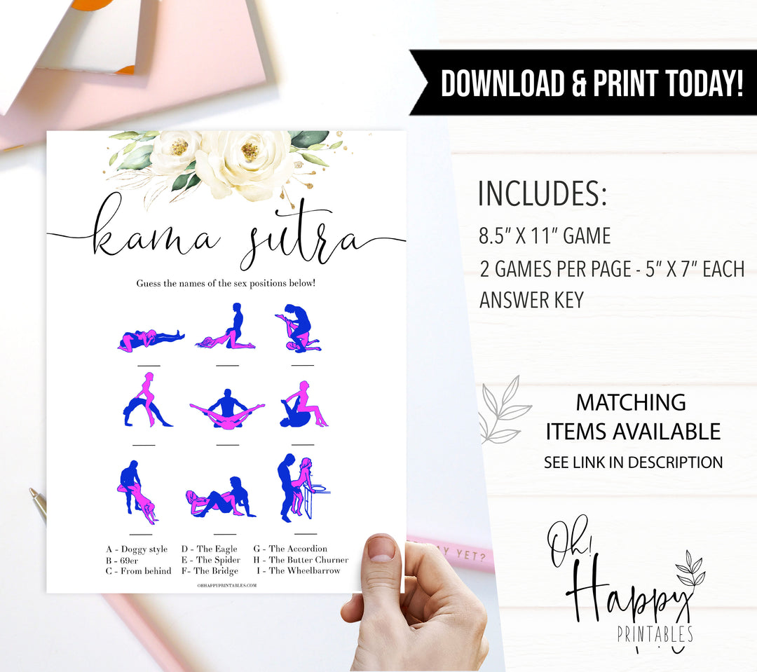 sex positions game, Printable bachelorette games, floral bachelorette, floral hen party games, fun hen party games, bachelorette game ideas, floral adult party games, naughty hen games, naughty bachelorette games