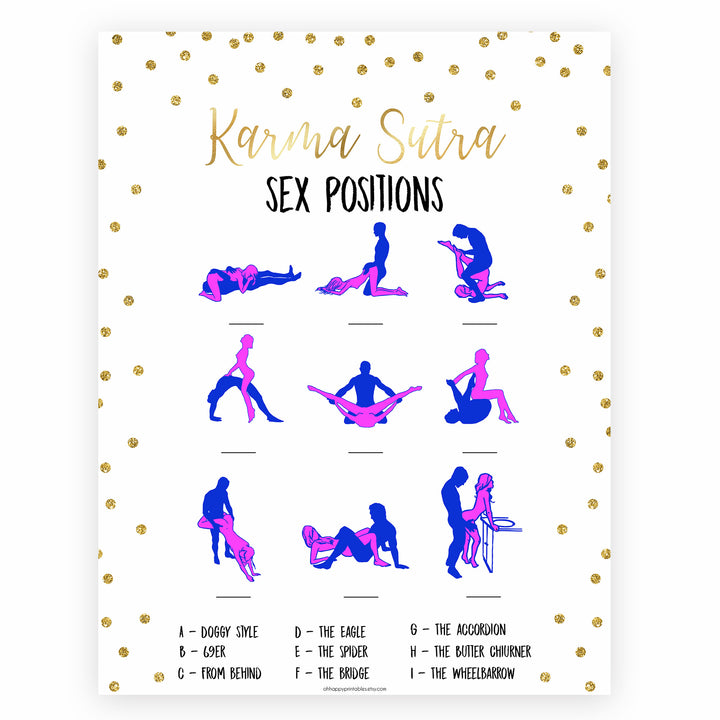 Sex position game, karma sutra sex game, bridal shower games, baby shower games, sex games 