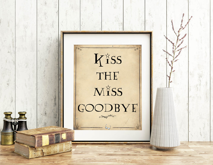 kiss the miss goodbye, bridal kiss the miss goodbye, Printable bridal shower signs, Harry Potter bridal shower decor, Harry Potter bridal shower decor ideas, fun bridal shower decor, bridal shower game ideas, Harry Potter bridal shower ideas
