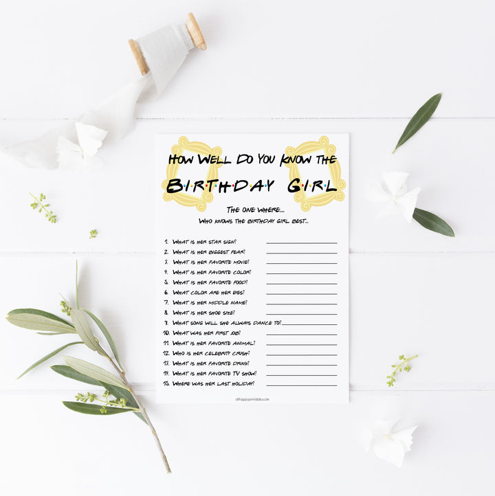 friends birthday games, how well do you know the birthday girl, printable birthday games, friends birthday, fun birthday games
