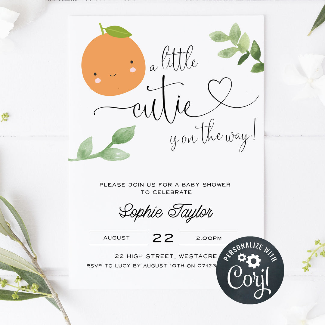 editable baby shower invitations, printable little cutie baby shower invitations, editable baby invites, little cutie baby shower theme, baby invitations