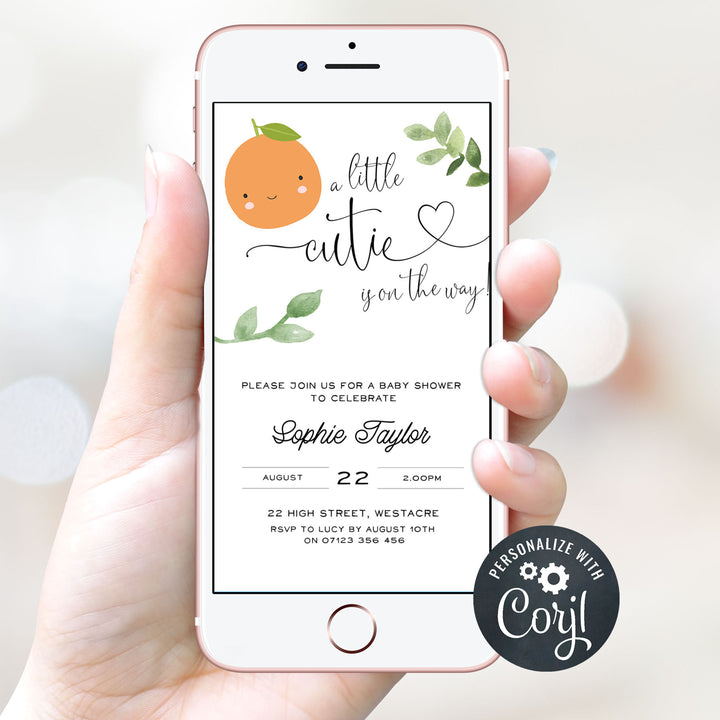 editable baby shower invitations, printable little cutie baby shower invitations, editable baby invites, little cutie baby shower theme, baby invitations