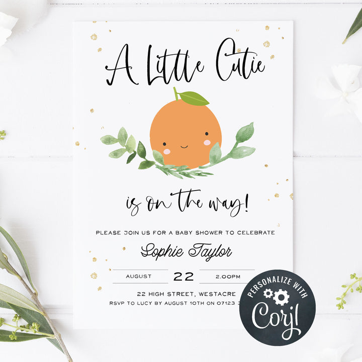 editable baby shower invitations, printable little cutie baby shower invitations, editable baby invites, little cutie baby shower theme, baby invitations