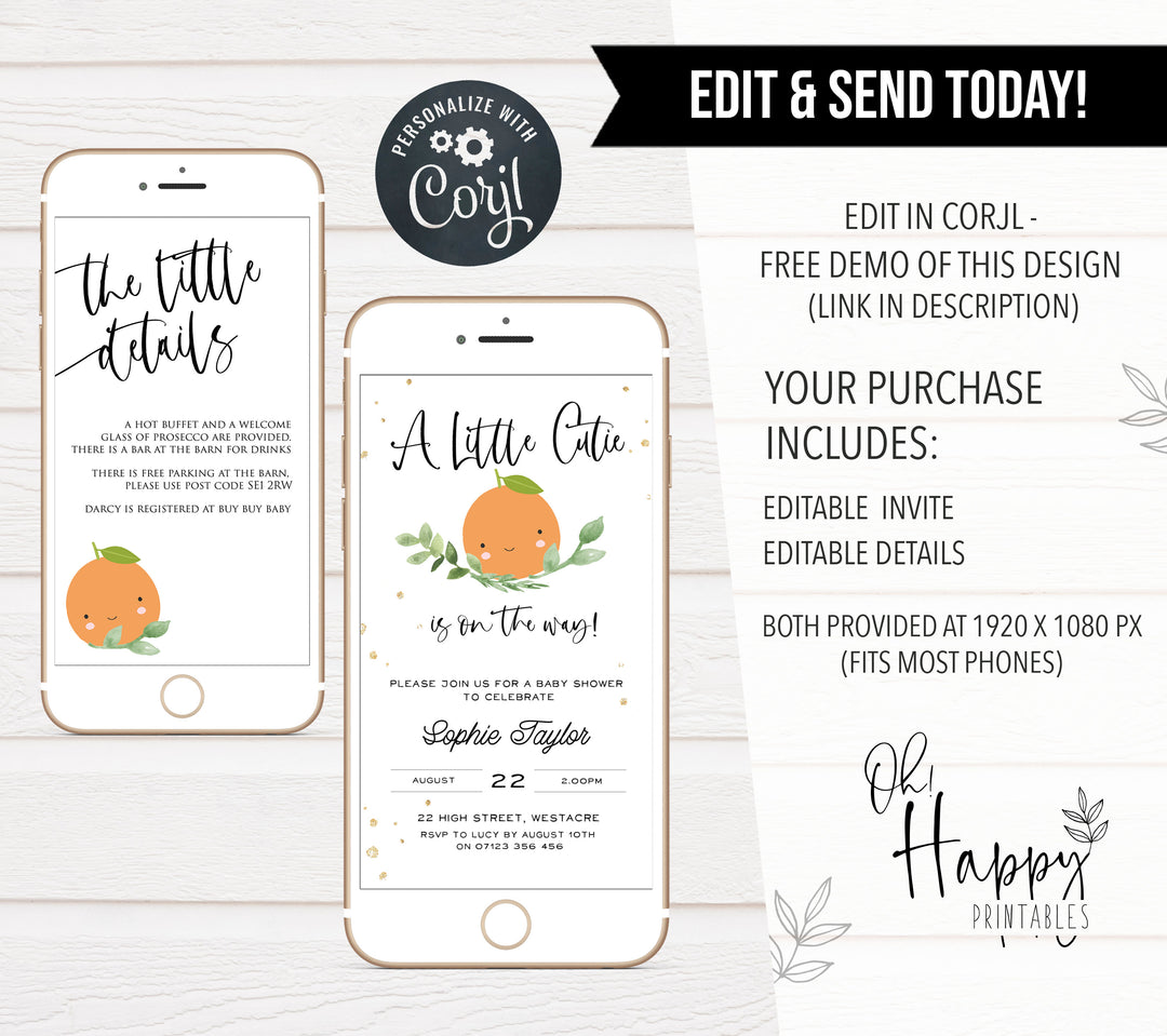 editable baby shower invitations, printable little cutie baby shower invitations, editable baby invites, little cutie baby shower theme, baby invitations