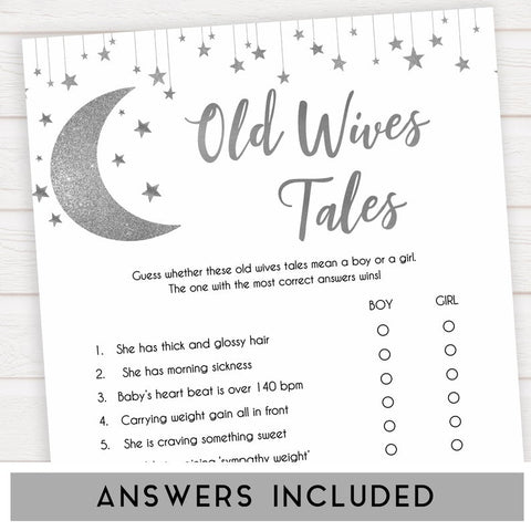 Old Wives Tale Baby Game, Little star baby shower games, printable baby shower games, twinkle star baby shower, fun baby games, top baby shower ideas