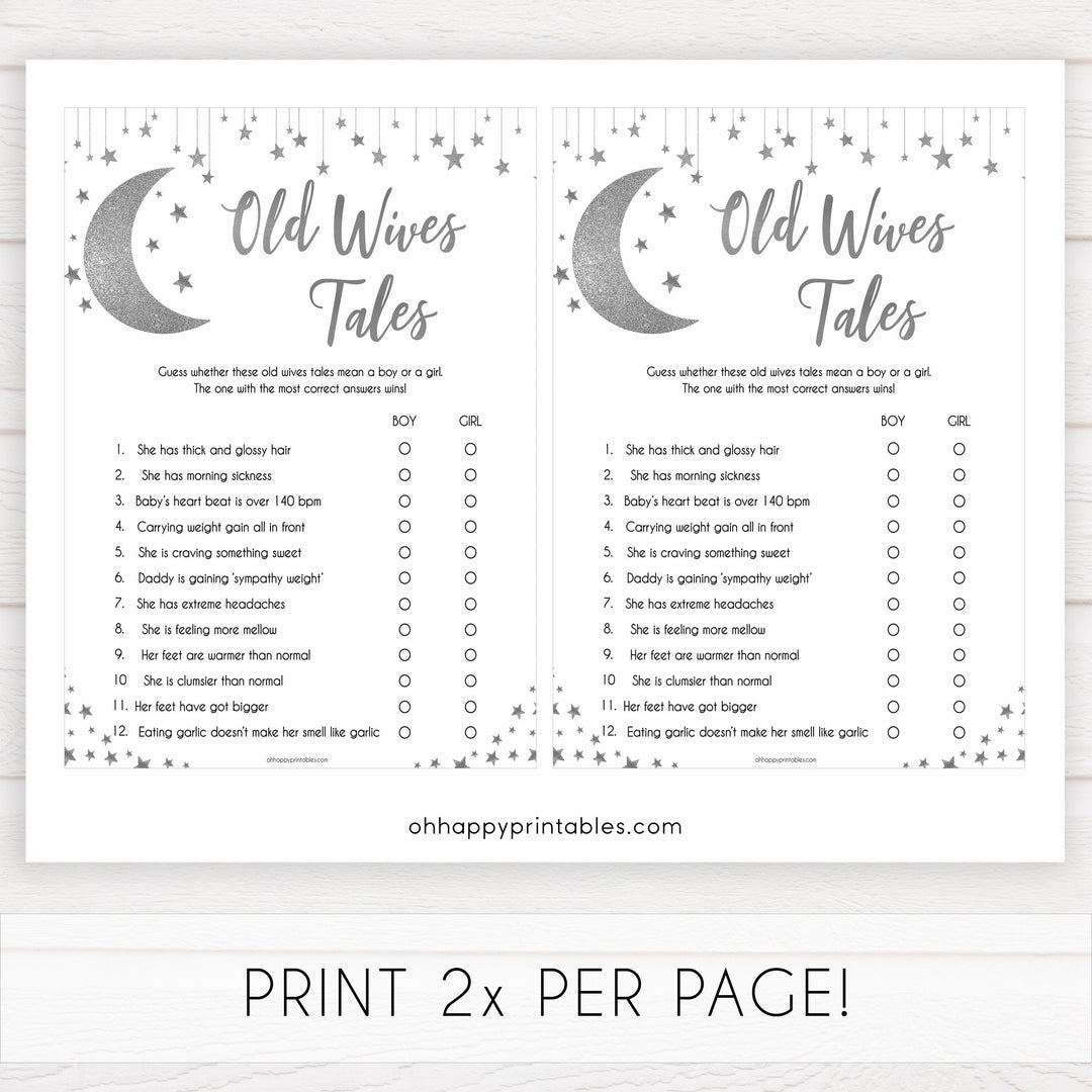 Old Wives Tale Baby Game, Little star baby shower games, printable baby shower games, twinkle star baby shower, fun baby games, top baby shower ideas