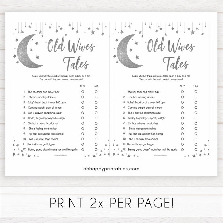 Old Wives Tale Baby Game, Little star baby shower games, printable baby shower games, twinkle star baby shower, fun baby games, top baby shower ideas
