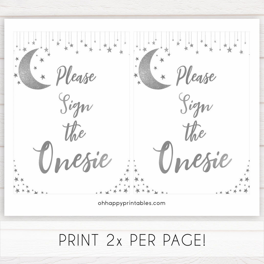 Sign the onesie baby sign, Little star baby shower games, printable baby shower games, twinkle star baby shower, fun baby games, top baby shower ideas
