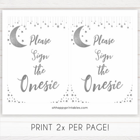 Sign the onesie baby sign, Little star baby shower games, printable baby shower games, twinkle star baby shower, fun baby games, top baby shower ideas