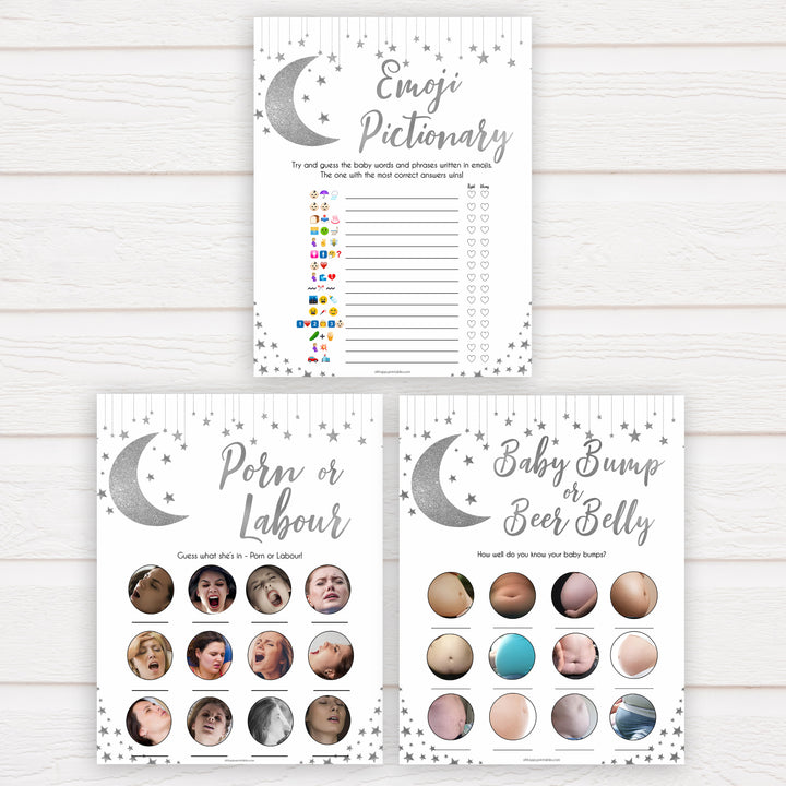 Silver little star, 7 baby shower games, 7 baby games bundle baby games, baby shower games, printable baby games, fun baby games, twinkle little star games, baby games, fun baby shower ideas, baby shower ideas